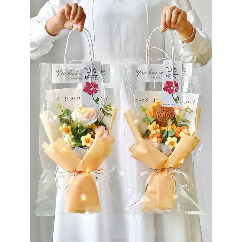 【奇趣生活】現貨獨家高品質 編織玫瑰花束 針織花 告白七夕情人節禮物 畢業花束 教師節禮物花束 向日葵-細節圖4