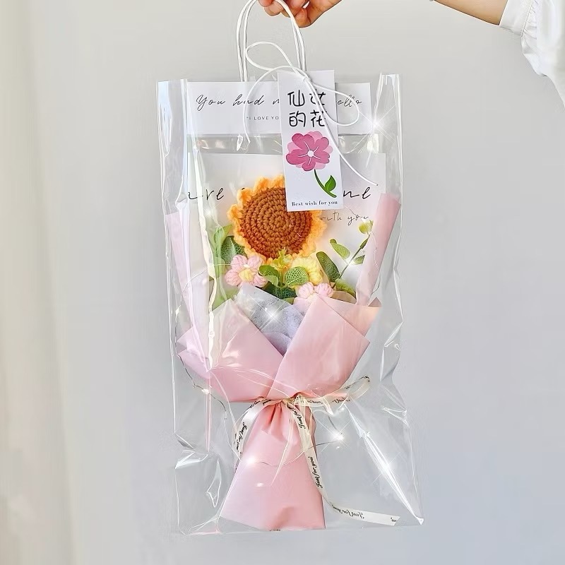 【奇趣生活】現貨獨家高品質 編織玫瑰花束 針織花 告白七夕情人節禮物 畢業花束 教師節禮物花束 向日葵-規格圖4