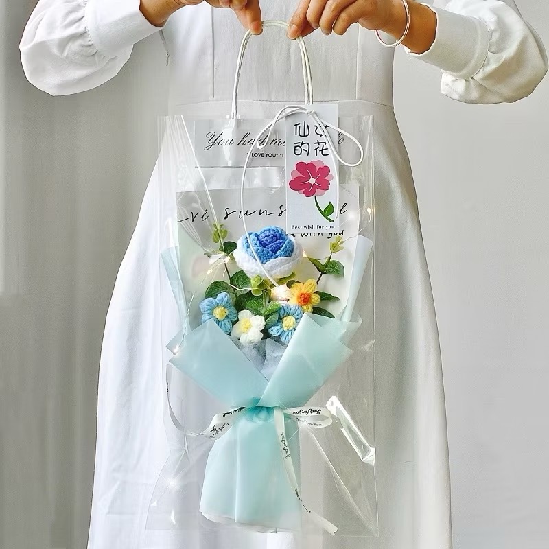 【奇趣生活】現貨獨家高品質 編織玫瑰花束 針織花 告白七夕情人節禮物 畢業花束 教師節禮物花束 向日葵-規格圖4