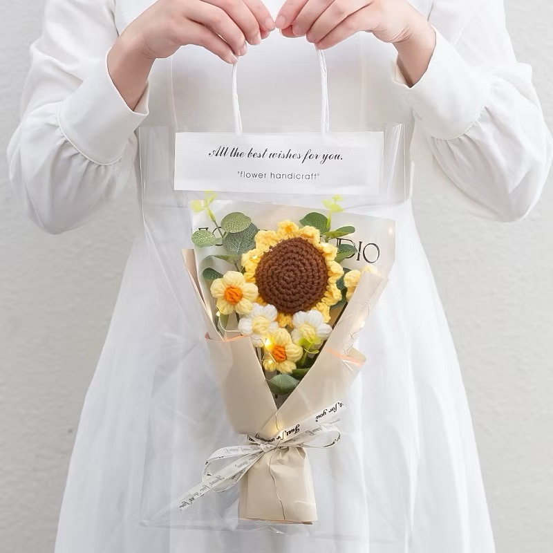 【奇趣生活】現貨獨家高品質 編織玫瑰花束 針織花 告白七夕情人節禮物 畢業花束 教師節禮物花束 向日葵-規格圖4