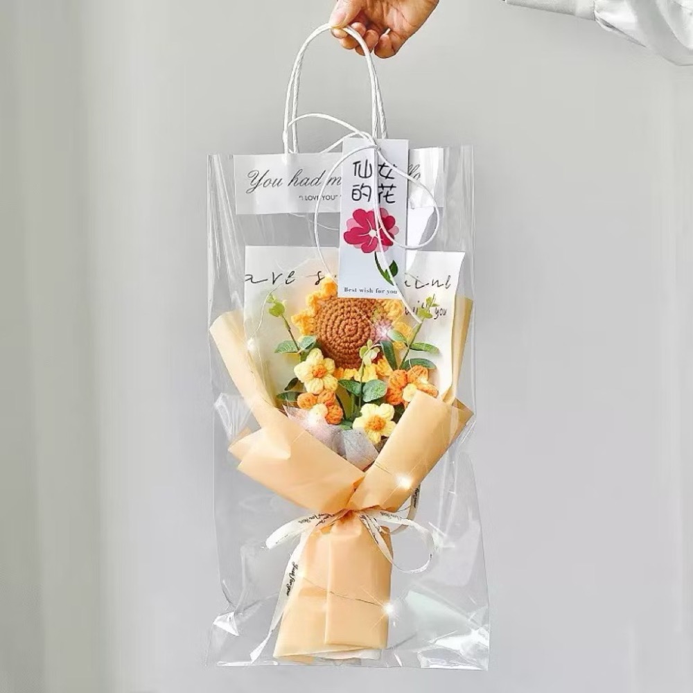 【奇趣生活】現貨獨家高品質 編織玫瑰花束 針織花 告白七夕情人節禮物 畢業花束 教師節禮物花束 向日葵-規格圖4