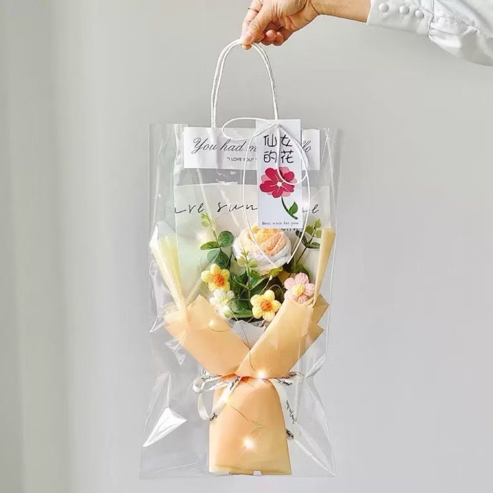 【奇趣生活】現貨獨家高品質 編織玫瑰花束 針織花 告白七夕情人節禮物 畢業花束 教師節禮物花束 向日葵-規格圖4