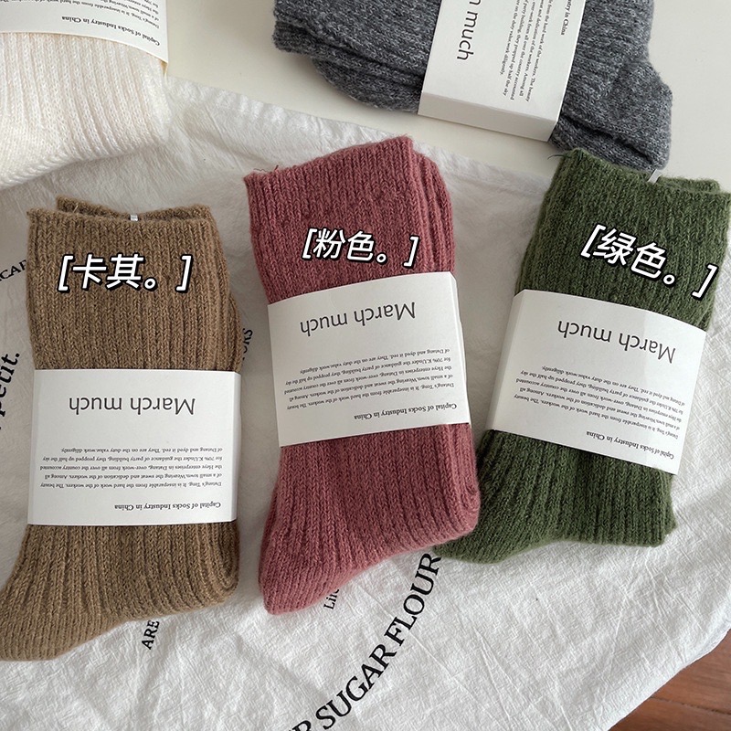 𝐌𝐚𝐫𝐜𝐡.𝐦𝐚𝐭𝐜𝐡 | 𝐍𝐎𝐕. 🧺秋季新品 韓版 羊毛保暖中筒襪*加厚 堆堆襪🧦-細節圖4