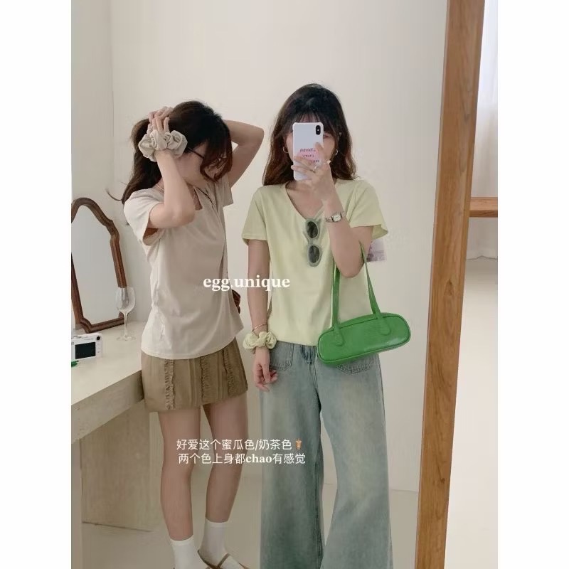 egg 多色基礎款短袖上衣｜天絲涼感*附髮飾-細節圖9
