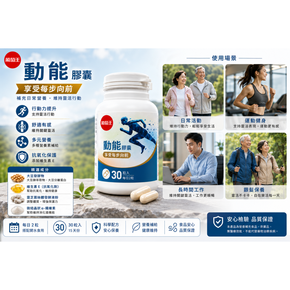 葡萄王動能膠囊 30粒／瓶-細節圖2