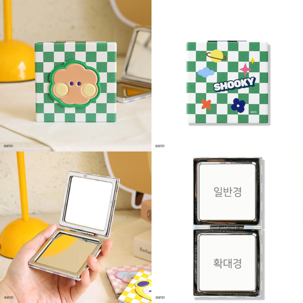 BT21 minini 皮製格紋雙面鏡-細節圖4