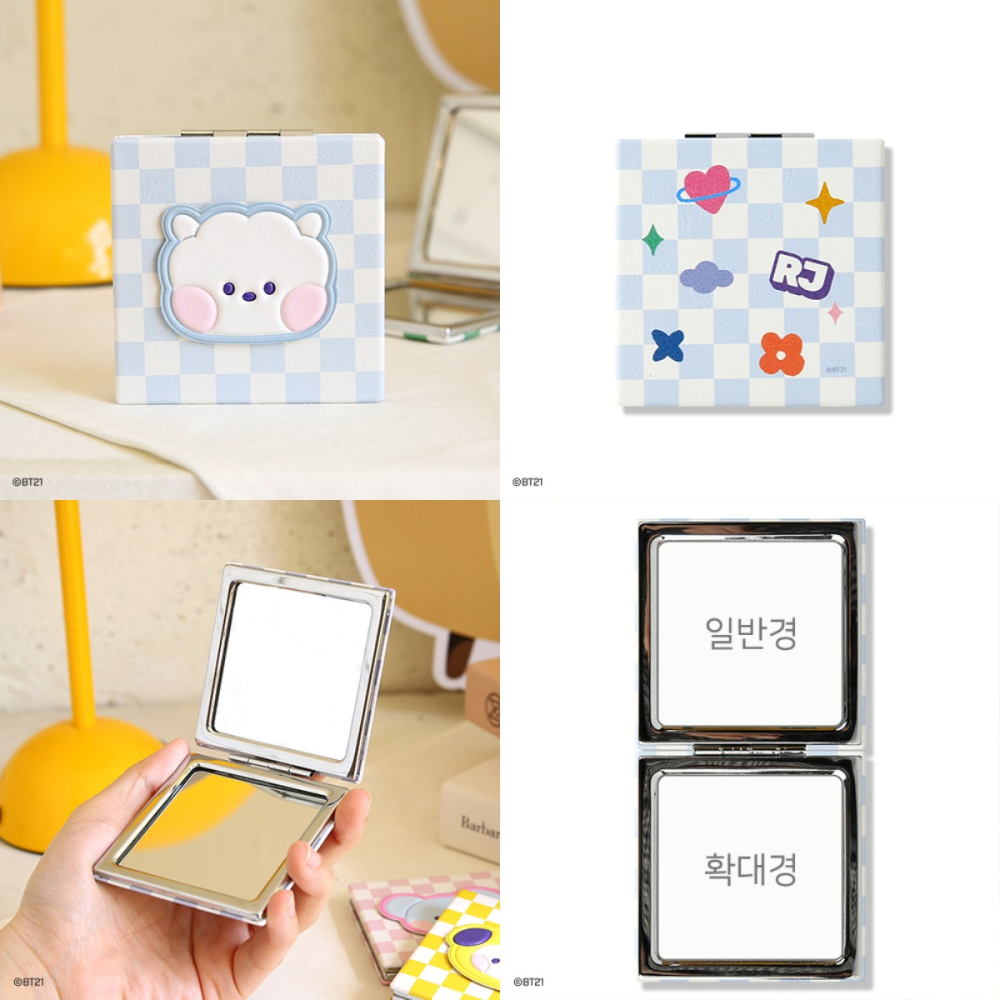 BT21 minini 皮製格紋雙面鏡-細節圖5