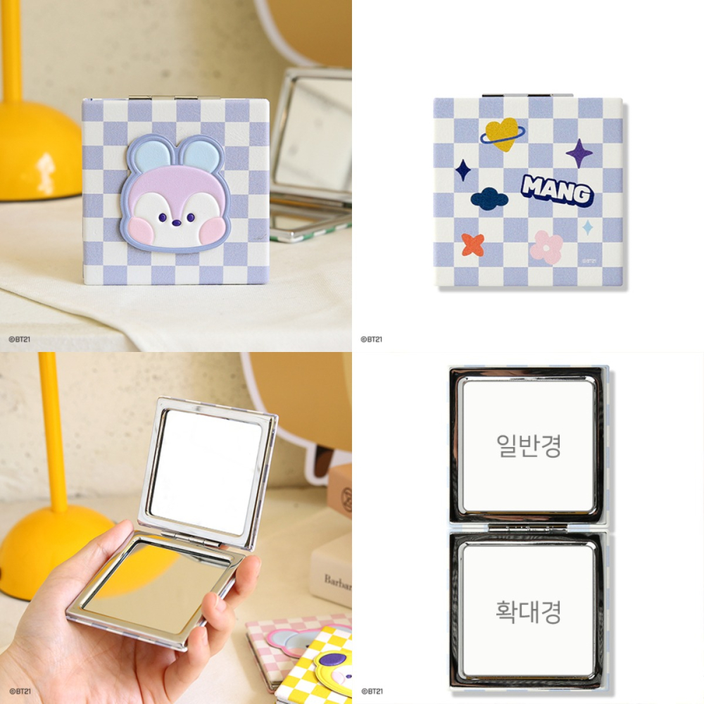 BT21 minini 皮製格紋雙面鏡-細節圖7