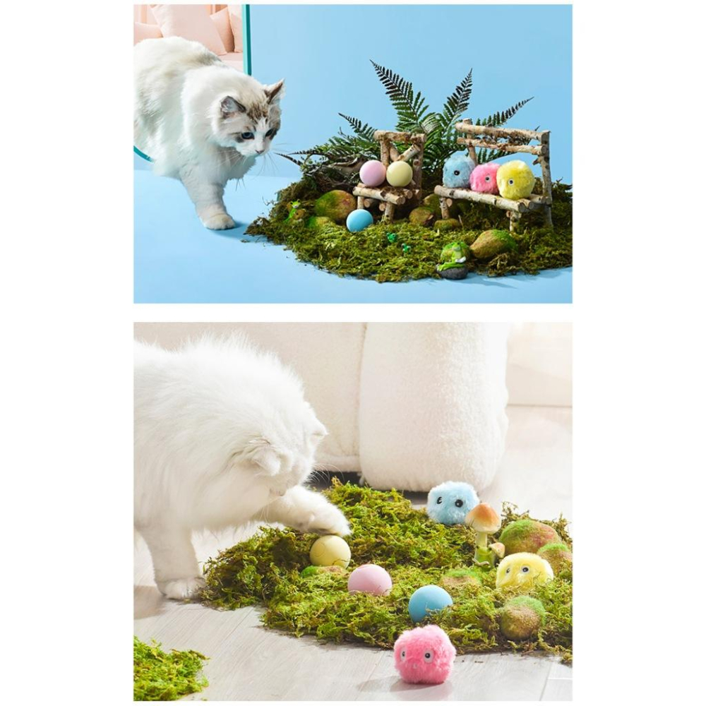 台灣現貨 逗貓叫叫球   貓電動球 發光精靈 滾滾球 寵物智能電動球 毛毛球 貓薄荷 動物音效 歡樂陪伴-細節圖8