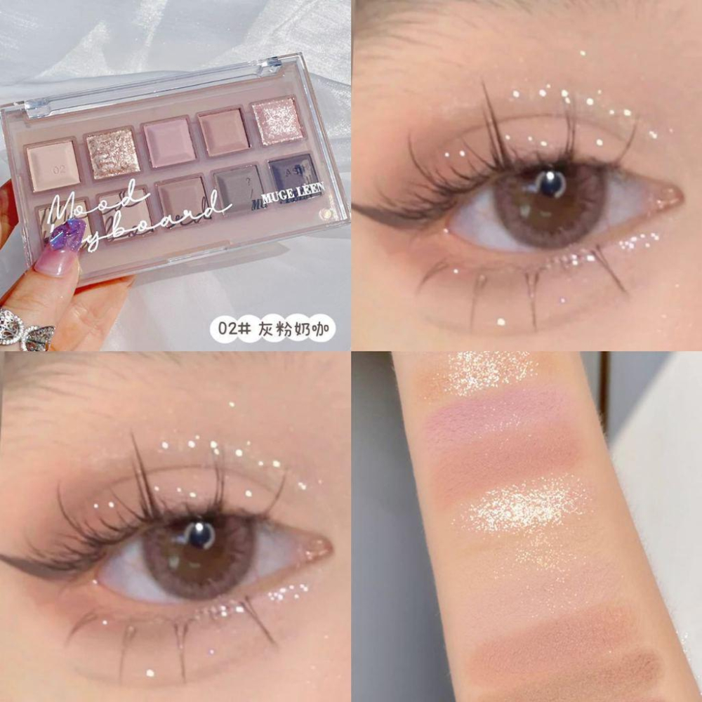 台灣現貨💝10色眼影盤 奶茶盤 珠光啞光 大地灰棕色 學生眼彩盤  煙燻色-細節圖5