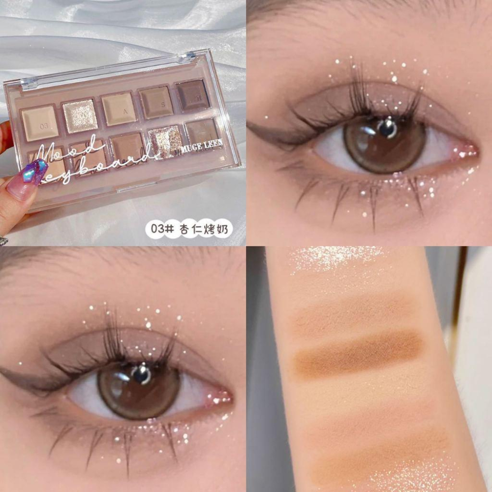 台灣現貨💝10色眼影盤 奶茶盤 珠光啞光 大地灰棕色 學生眼彩盤  煙燻色-細節圖6