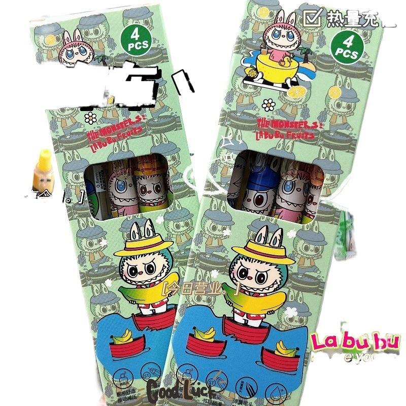 現貨寄出🎀 拉布布透明筆桿 🎀中性筆0.5mm 原子筆 一盒4入 黑筆 按動筆 可愛文具 按動原子筆-細節圖5