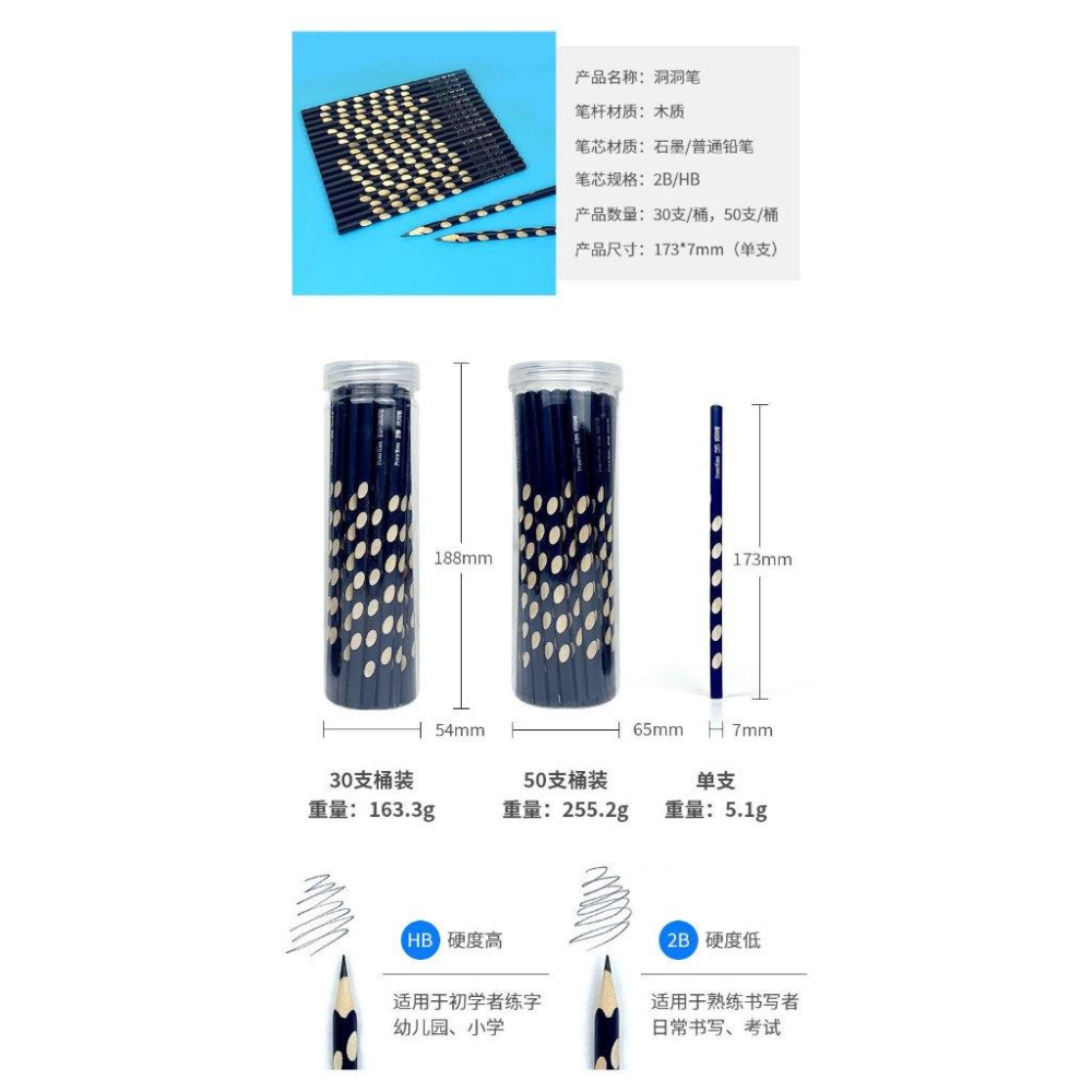 台灣現貨 2B HB 三角洞洞鉛筆 洞洞筆 三角筆 三角洞洞筆 兒童三角鉛筆 洞洞三角鉛筆-細節圖4