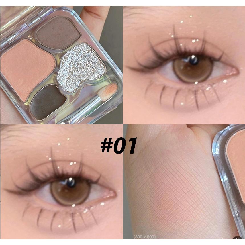 台灣現貨 韓系淡顏愛豆四色眼影盤 4色眼影盤 臥蠶粉盤 眼影眼線 提亮啞高光一體盤  修容 高光-細節圖4