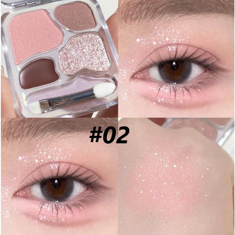 台灣現貨 韓系淡顏愛豆四色眼影盤 4色眼影盤 臥蠶粉盤 眼影眼線 提亮啞高光一體盤  修容 高光-細節圖5