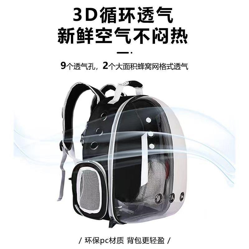 台灣現貨寵物太空包 全透明太空包 太空艙寵物背包  透氣寵物包 太空外出包 寵物提籠 雙肩貓狗背包-細節圖2