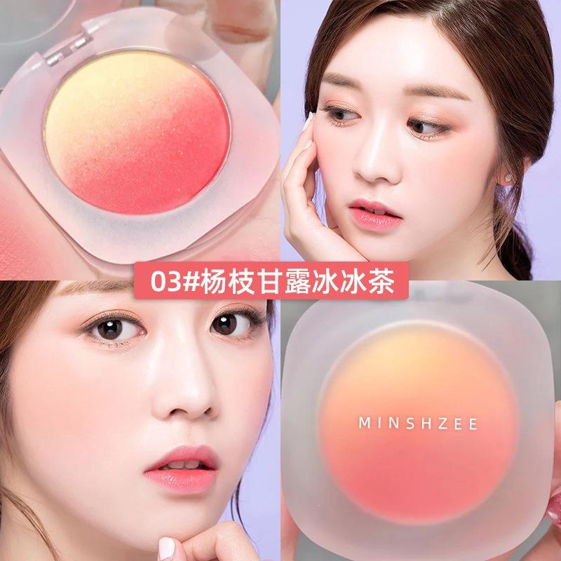 @台灣現貨💕 蜜桃漸變腮紅💕高光盤 修容盤 漸層腮紅 日常妝容 防水防汗不易暈染 粉質細膩易上色 不易飛粉-細節圖7