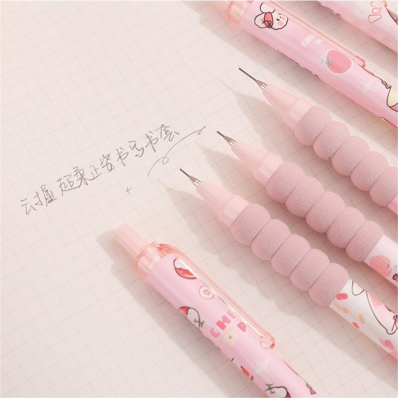 台灣現貨 小圓子櫻桃派高顏值粉色少女軟綿護套自動鉛筆 小學生各年級適用-細節圖6