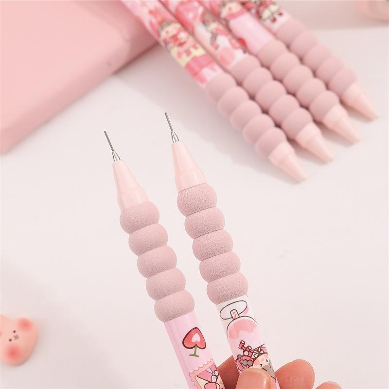 台灣現貨 小圓子櫻桃派高顏值粉色少女軟綿護套自動鉛筆 小學生各年級適用-細節圖7