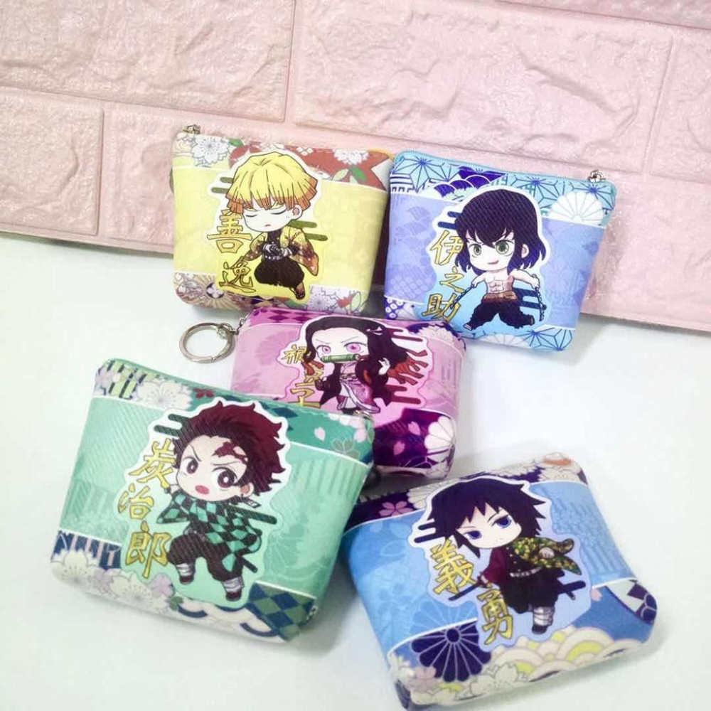 台灣現貨 鬼滅之刃零錢包 炭治郎 禰豆子 富岡義勇 我妻善逸 伊之助 pu皮 印花鑰匙包 短款錢包 禮物 獎品-細節圖2