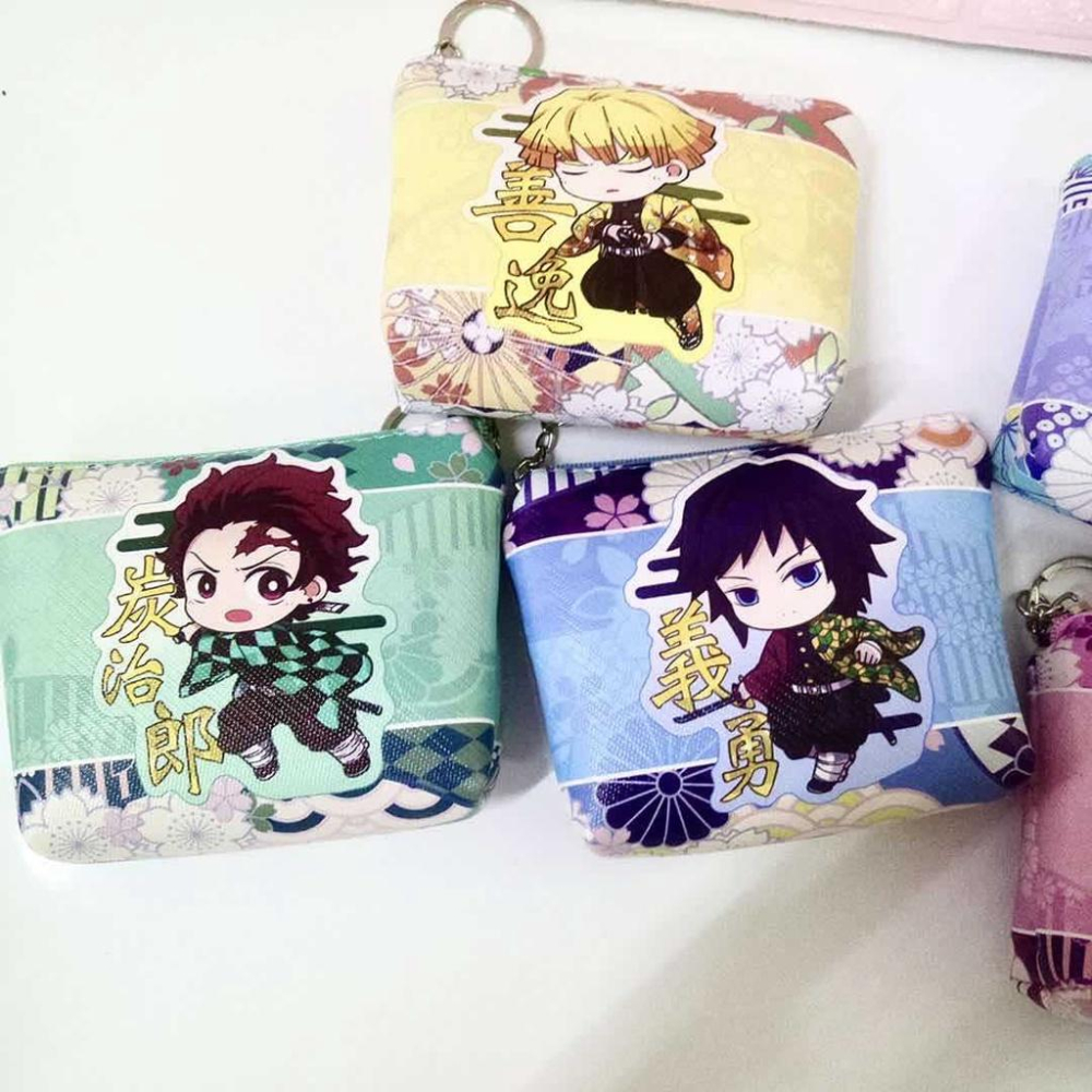 台灣現貨 鬼滅之刃零錢包 炭治郎 禰豆子 富岡義勇 我妻善逸 伊之助 pu皮 印花鑰匙包 短款錢包 禮物 獎品-細節圖4