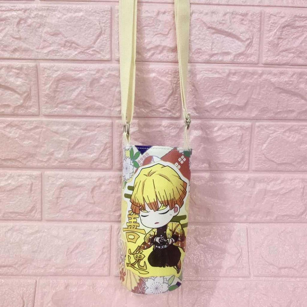 台灣現貨 鬼滅之刃 PU水壺套 環保飲料袋 杯套 斜跨水壺袋 鬼滅炭志郎彌豆子 學生用品 禮物-細節圖8
