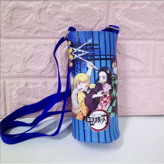 台灣現貨 鬼滅之刃 PU水壺套 環保飲料袋 杯套 斜跨水壺袋 鬼滅炭志郎彌豆子 學生用品 禮物-細節圖9