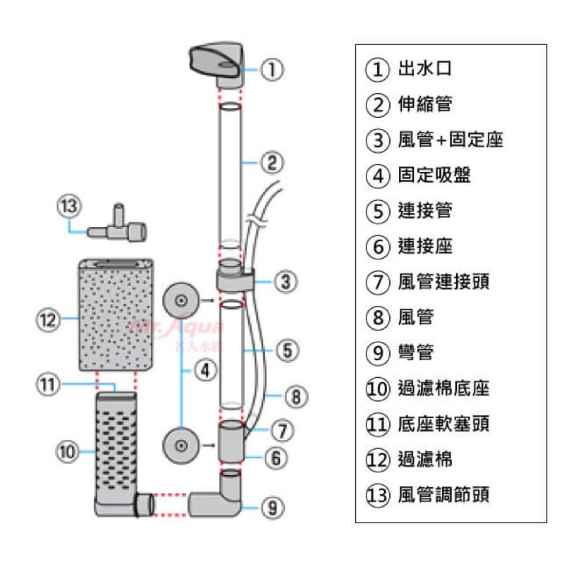 「玩水養蝦人」單管氣動過濾器 GEX 日本五味 水妖精 單管 水中過濾器 打氣增氧 氣動式培菌 氣舉過濾 打氣過濾-細節圖5