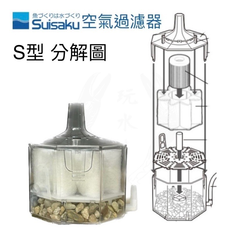 「玩水養蝦人」內置空氣過濾器 Suisaku 水作 防啃水妖精 水中過濾器 打氣機 增氧 氣動式培菌 活性碳-細節圖4