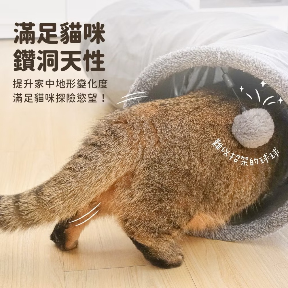 「玩水養蝦人」汪喵星球 S型靜音貓隧道 可折疊 貓隧道 貓通道 折疊貓隧道 貓玩具 逗貓 寵物用品 隧道玩具 貓窩-細節圖2