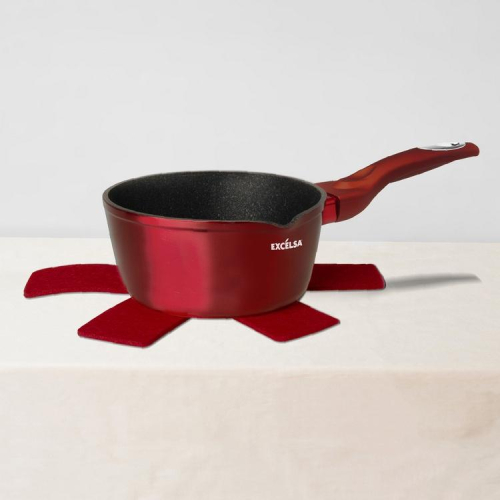 《EXCELSA》Phoenix鍋具保護墊+石紋不沾牛奶鍋(16cm) | 醬汁鍋 煮醬鍋 牛奶鍋