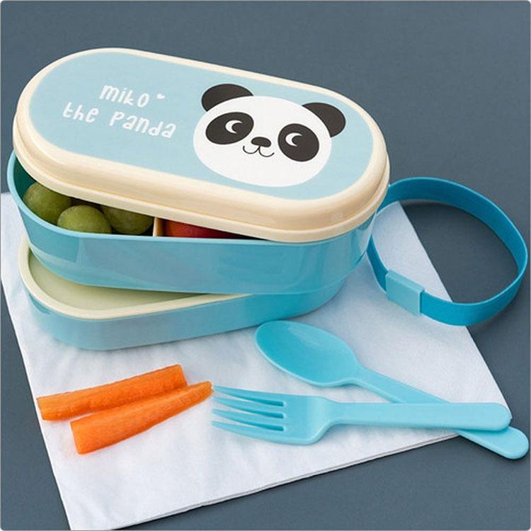 《Rex LONDON》餐具+雙層兒童便當盒(熊貓) | 環保餐盒 保鮮盒 午餐盒 飯盒-細節圖5