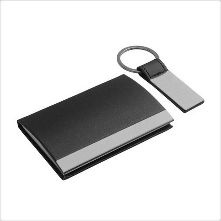 《REFLECTS》鑰匙圈+磁性皮革名片盒2件(黑) | 證件夾 卡夾-細節圖5