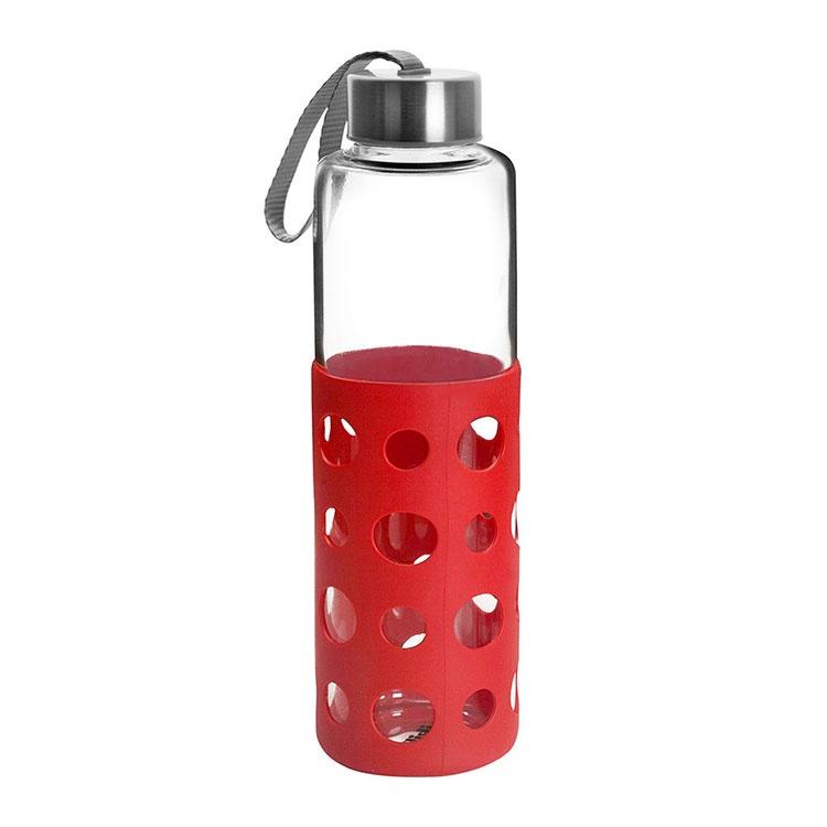 《ibili》Lake矽膠套玻璃水壺(紅550ml) | 水壺 冷水瓶 隨行杯 環保杯-細節圖2