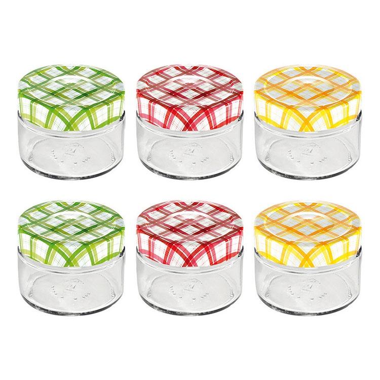 《tescoma》格紋玻璃密封罐6入(125ml) | 保鮮罐 咖啡罐 收納罐 零食罐 儲物罐-細節圖2