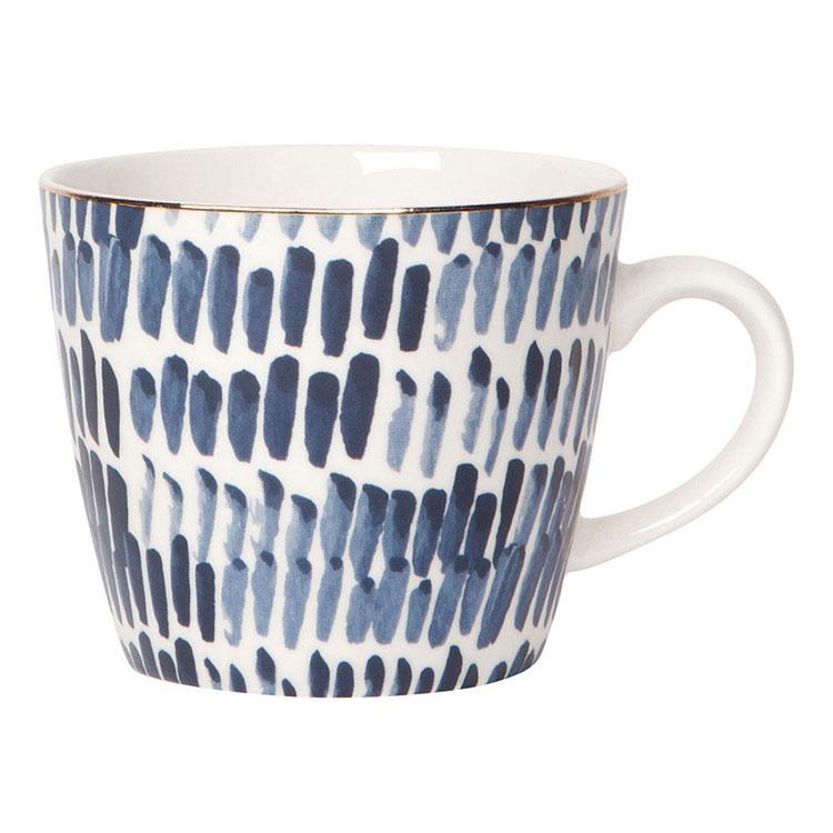 《NOW》金邊馬克杯(靛藍直紋325ml) | 水杯 茶杯 咖啡杯-細節圖2