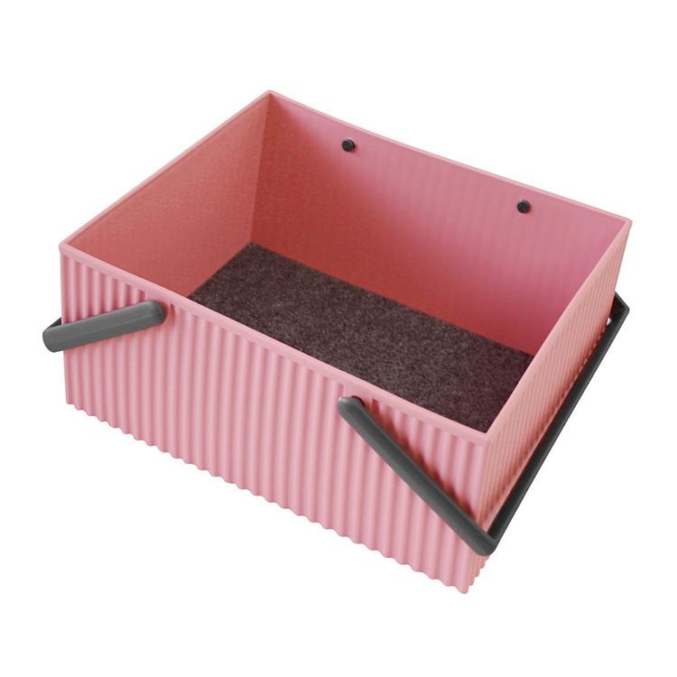 《八幡化成》波紋收納提籃(玫瑰粉L) | 整理籃 置物籃 儲物箱-細節圖2