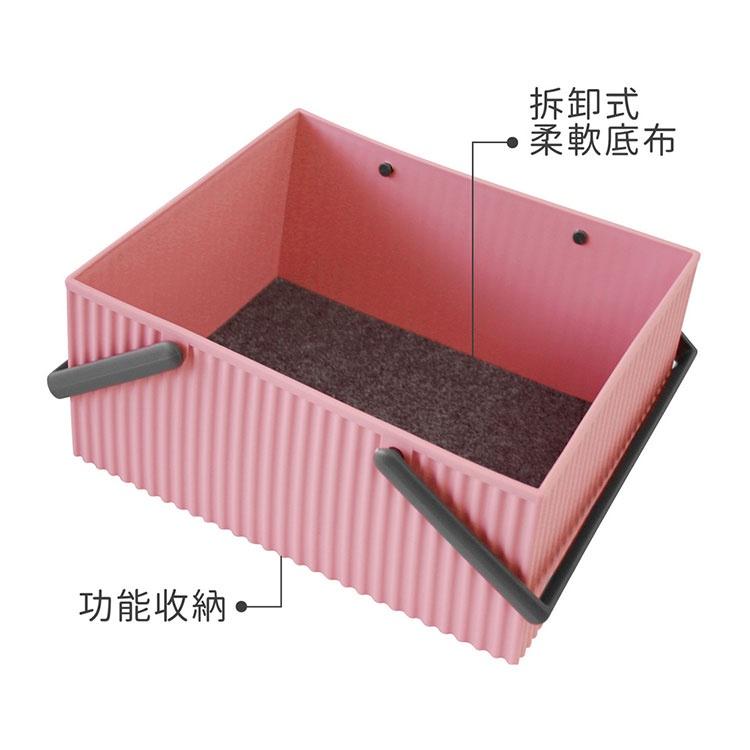 《八幡化成》波紋收納提籃(玫瑰粉L) | 整理籃 置物籃 儲物箱-細節圖3