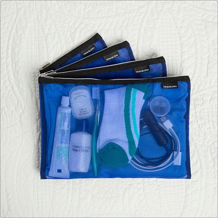 《TRAVELON》旅行收納網袋4件(藍) | 銀飾袋 小物 首飾收納袋-細節圖5