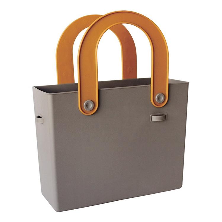 《八幡化成》方形手提托特包(灰橘) | 購物袋 環保袋 收納袋 手提袋-細節圖2