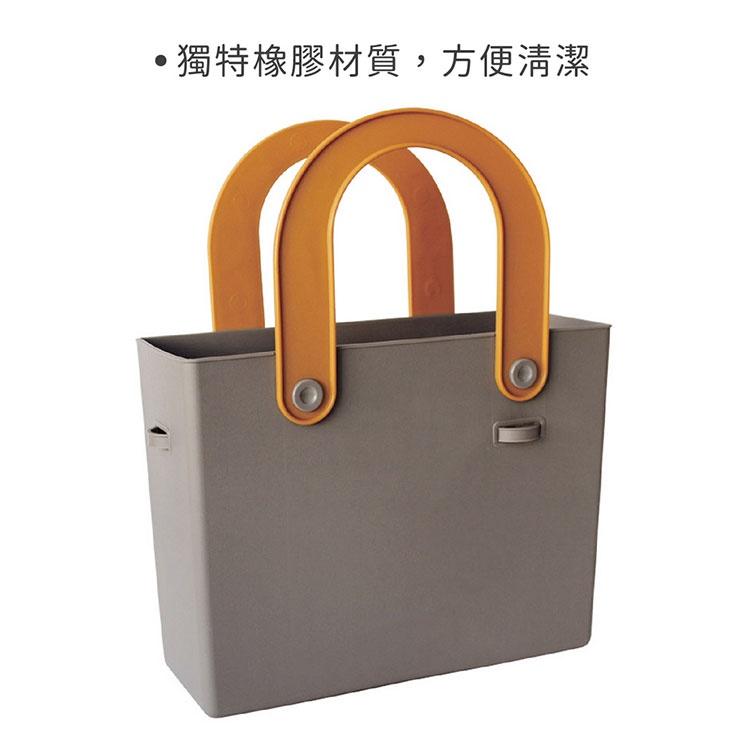 《八幡化成》方形手提托特包(灰橘) | 購物袋 環保袋 收納袋 手提袋-細節圖3