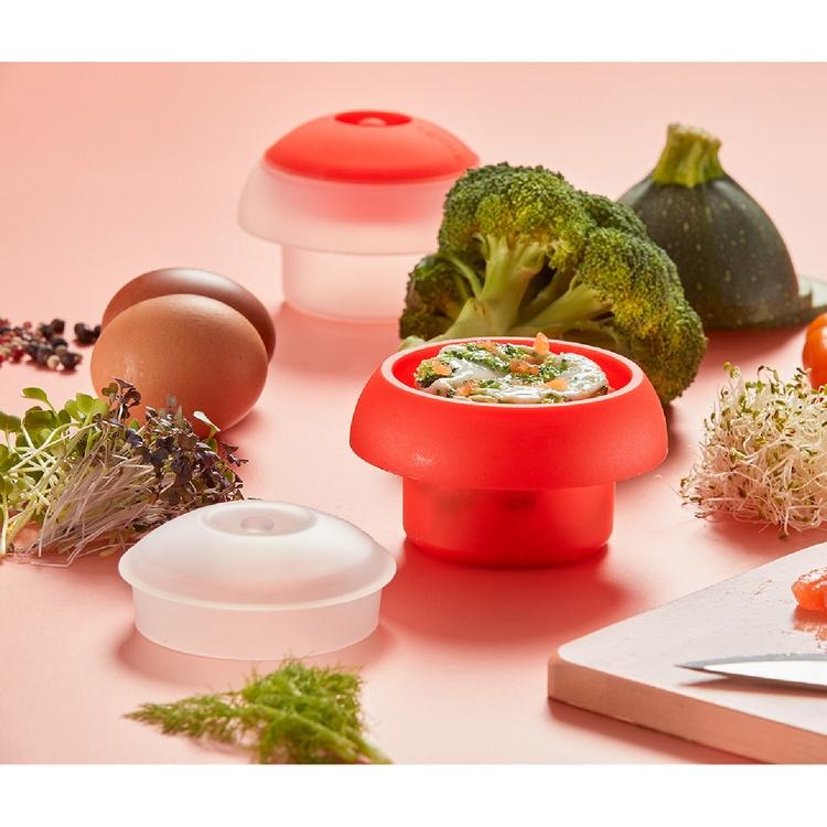 《LEKUE》圓形微波煮蛋器(紅) | 耐熱 微波料理 懶人料理-細節圖4