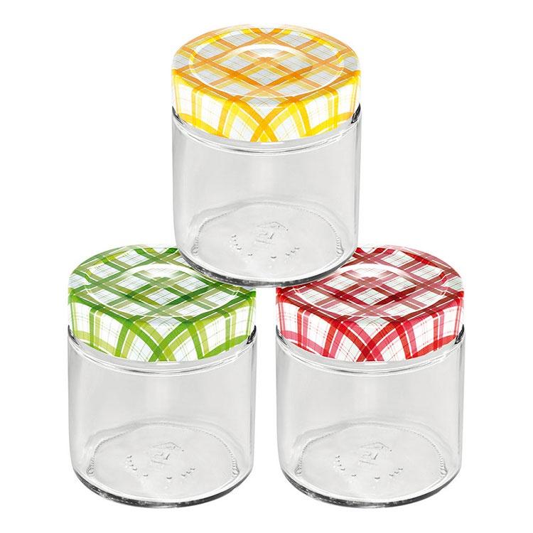 《tescoma》格紋玻璃密封罐3入(400ml) | 保鮮罐 咖啡罐 收納罐 零食罐 儲物罐-細節圖2