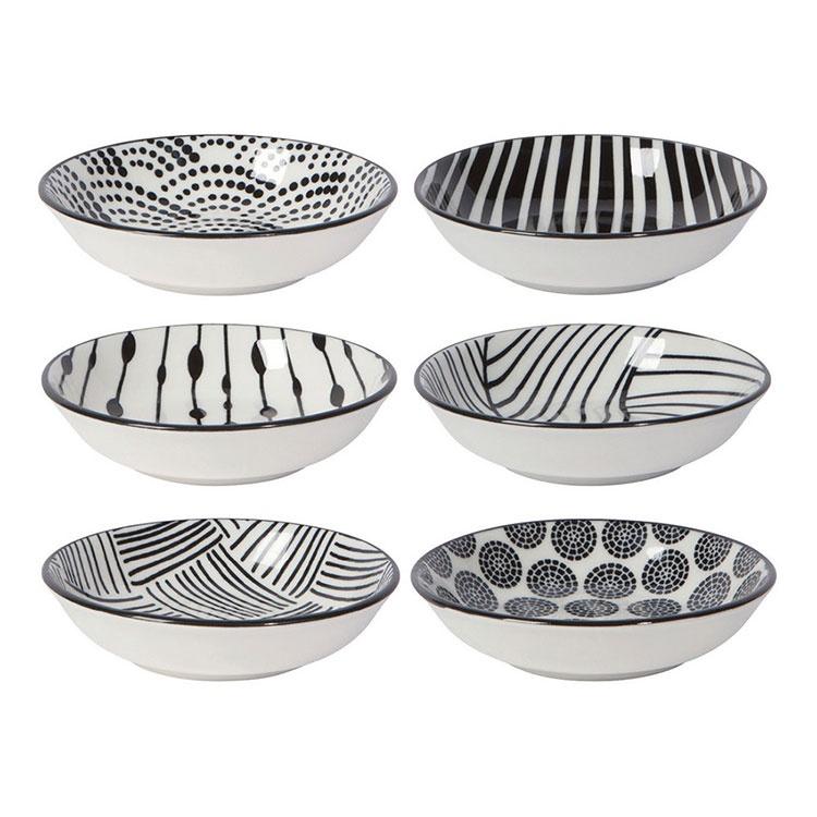 《NOW》紋繪瓷製醬料碟6入(黑9cm) | 醬碟 醬油碟 小碟子 小菜碟-細節圖2