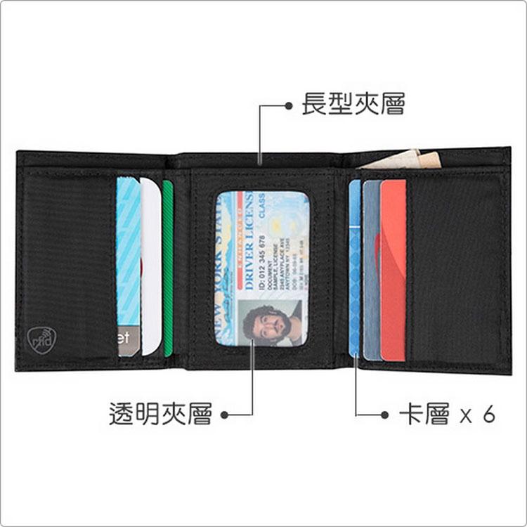 《TRAVELON》拼接三折式短夾(黑) | 中夾錢包 短夾錢包 皮包 零錢包-細節圖4