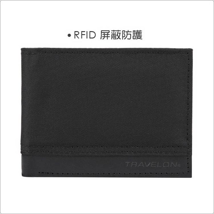 《TRAVELON》皮革拼接兩折短夾(黑) | 中夾錢包 短夾錢包 皮包 零錢包-細節圖3