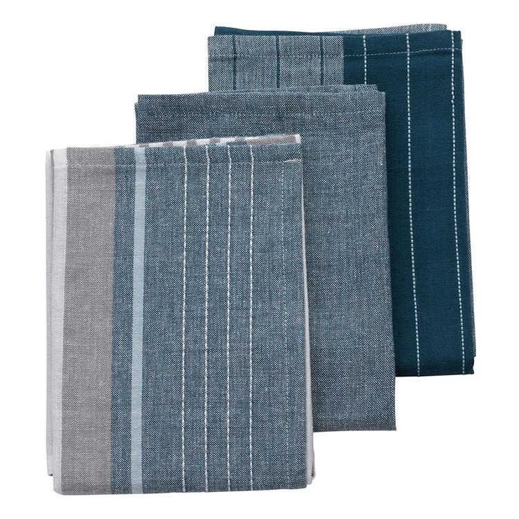《KELA》純棉擦拭布3件(藍) | 廚房抹布 清潔布 擦拭布-細節圖2