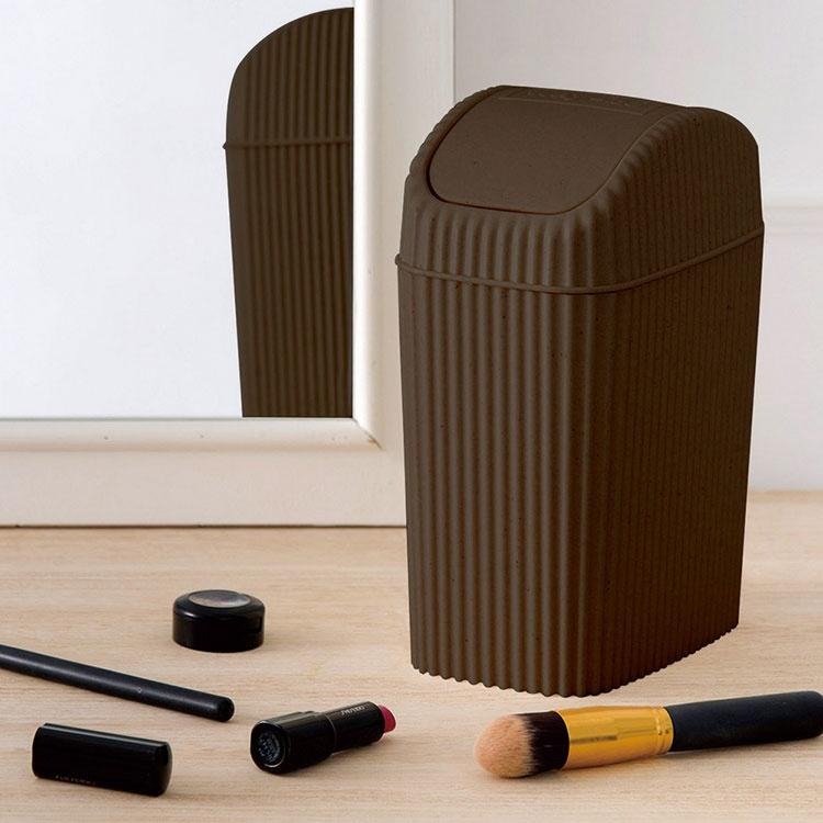 買一送一《八幡化成》波紋搖擺蓋垃圾桶(茶褐棕2L) | 回收桶 廚餘桶-細節圖2