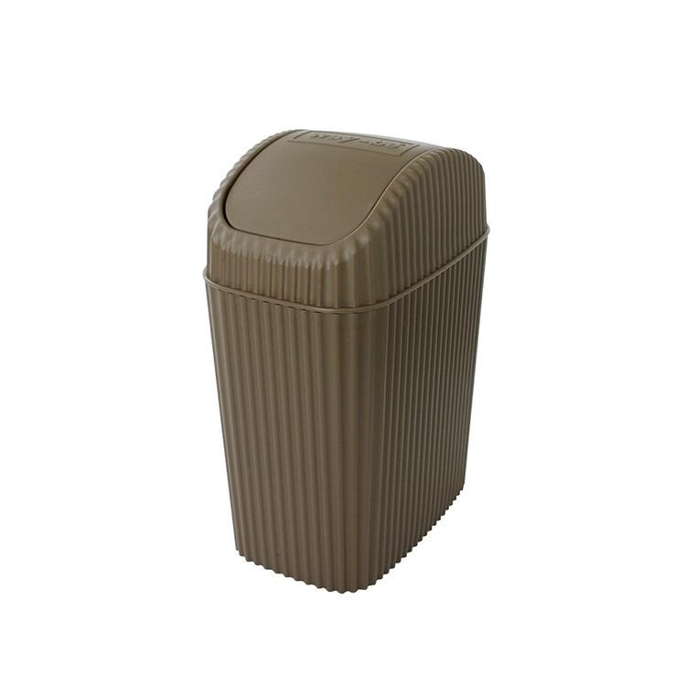 買一送一《八幡化成》波紋搖擺蓋垃圾桶(茶褐棕2L) | 回收桶 廚餘桶-細節圖3