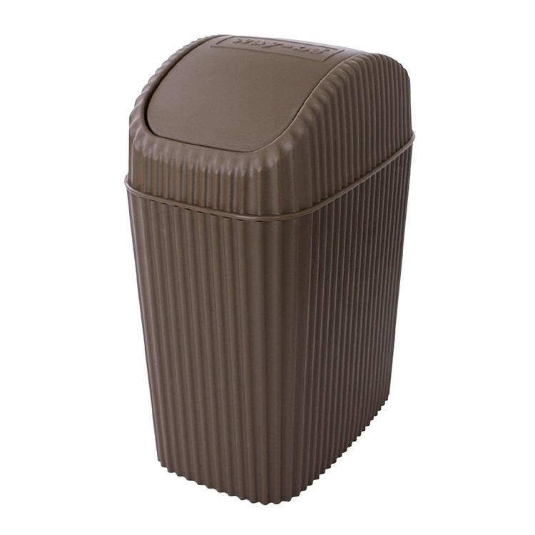 《八幡化成》波紋搖擺蓋垃圾桶(茶褐棕4L) | 回收桶 廚餘桶-細節圖2